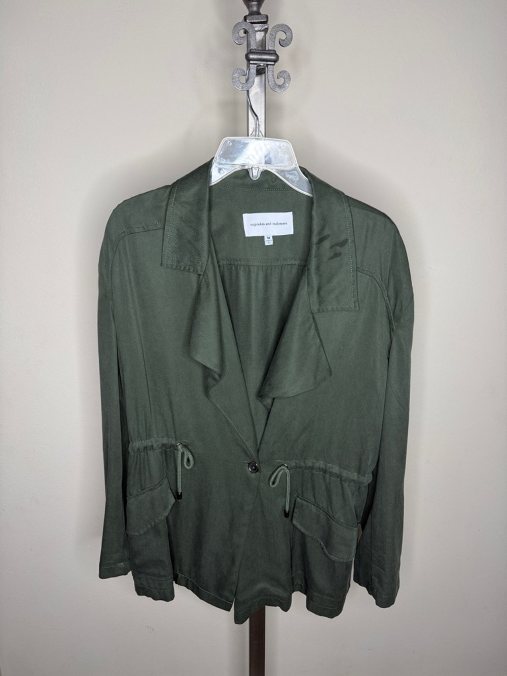 EUC Cupcakes & Cashmere Jacket Women's Medium Green Button Front Anorak